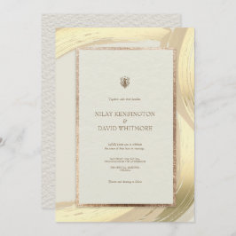 Ro Guld, vattenfärgspenseldrag Bröllop Inbjudningar