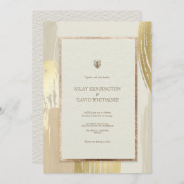 Ro Guld, vattenfärgspenseldrag Bröllop Inbjudningar