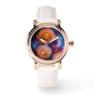 ro guld vintage, vitt band wow mode 85-märke armbandsur