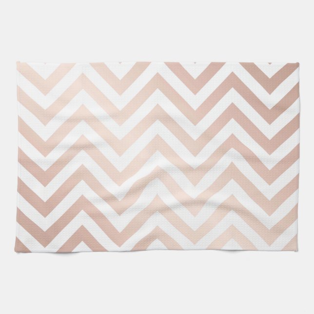 ro guld, vit,chevron, zigzag,modern,trendig,chi kökshandduk (Horisontell)