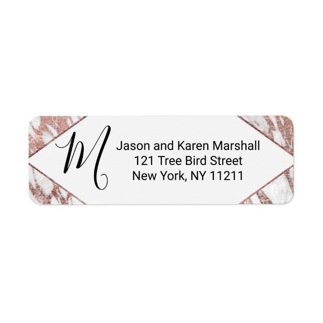 Ro Guld Vit modern marmor Adress Returadress Etikett (Framsidan)