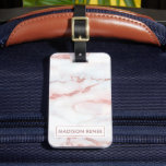 Ro Guld Vita Marble Personlig Namn Bagagebricka<br><div class="desc">Ro Guld Vit marmor Personlig Namn Bag Märkre. Anpassa enkelt din egen namn eller anpassningsbar.</div>