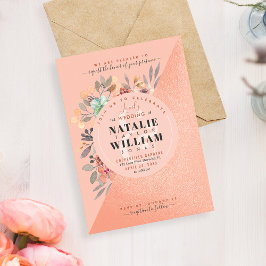 Ro Guld Watercolor Blommigt Chic Bröllop Inbjudningar