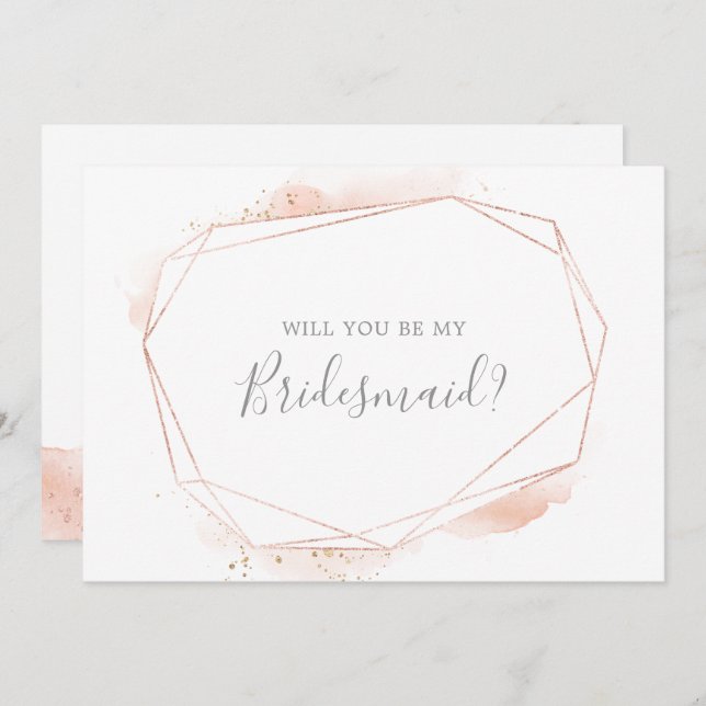 Ro Guld Watercolor Bridesmaid Frieri kort (Fram/baksida)
