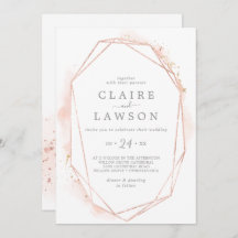 Ro Guld Watercolor Geometric Avslappnad Bröllop