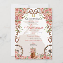 Ro Guld Western Charra Ranchera Quinceañera Inbjudningar