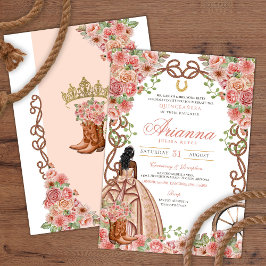 Ro Guld  Western Charra Rustic Quinceañera Inbjudningar