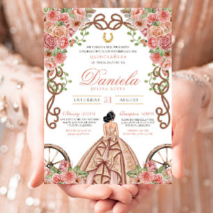 Ro Guld Western Charro Rustic Ranch Quinceañera Inbjudningar