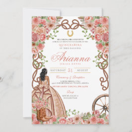 Ro Guld Westerna Ranch Charro Quinceanera Inbjudningar