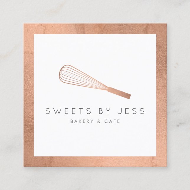 Ro Guld Whisk Bakery Fyrkantigt Visitkort (Framsida)