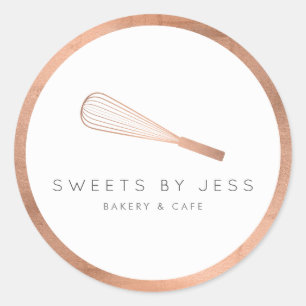 Ro Guld Whisk Bakery Runt Klistermärke