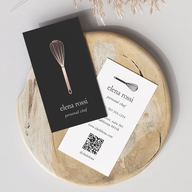 Ro Guld Whisk | Chef Catering Bakery QR-kod Visitkort (Skapare uppladdad)