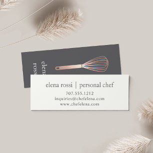 Ro Guld Whisk Logotyp Chef Catering Bakery Mini Visitkort
