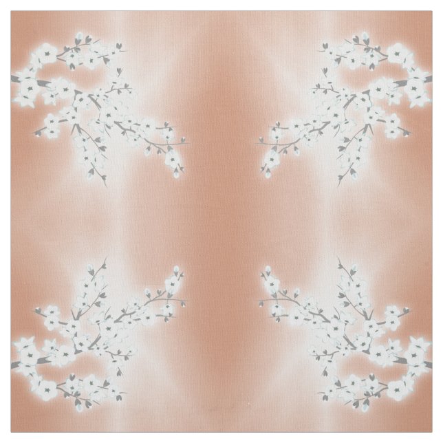 Ro Guld White Cherry Blommar Mönster Fabric Tyg (Provkarta)