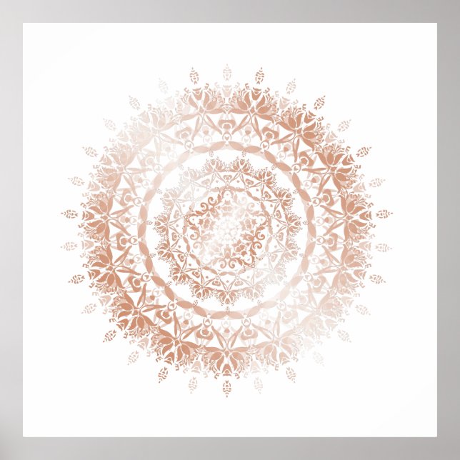 Ro Guld White Damask Mandala Poster (Framsidan)