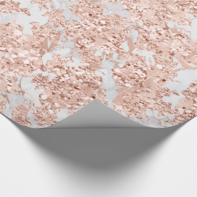 Ro Guld White Grått Glitter Bride Marble Elegant Presentpapper (Hörn)