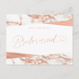 Ro Guld White Marble Bridesmaid Frieri Inbjudan Vykort