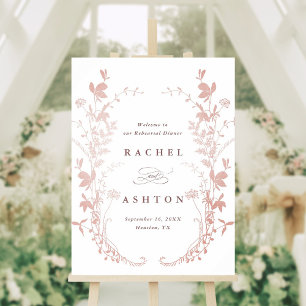 Ro Guld Wildblommor Silhouette Rehearsal Dinner Poster
