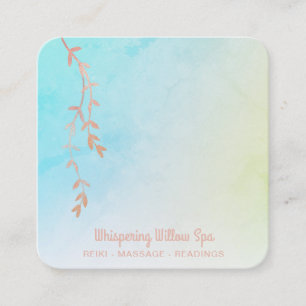 *~* Ro Guld + Willow Träd Gren Pastel Ombre Fyrkantigt Visitkort