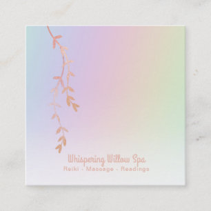 *~* Ro Guld Willow Träd Gren Pastel Rainbow Fyrkantigt Visitkort