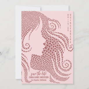 Ro Guld Woman Silhouette i Hearts Quinceañera Spara Datumet