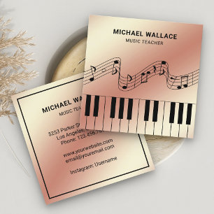 Ro guldblomma Piano Tangentbord Musician Pianist Fyrkantigt Visitkort