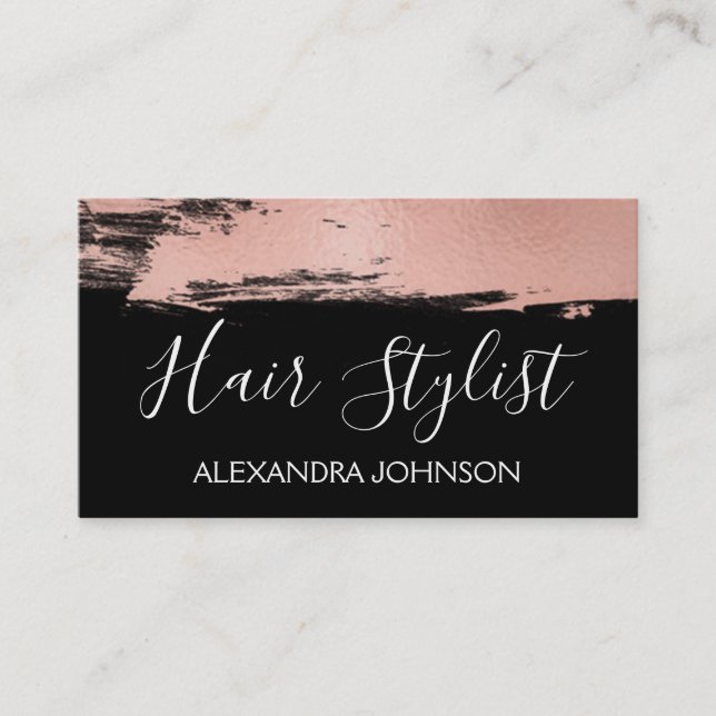 Ro-guldfärgad penselstreck Stylist Visitkort (Framsida)