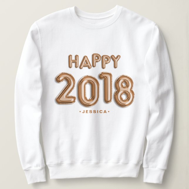 Ro guldfärgade ballonger Lycklig 2018 Personlig Tee (Design framsida)