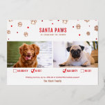 Ro-guldfärghuvud eller Nicefoto med två Hund<br><div class="desc">Cute "Santa Tass är på väg till stan" två hund,  ett julkort med stygga eller trevliga bockmarkeringar och riktiga folier!</div>