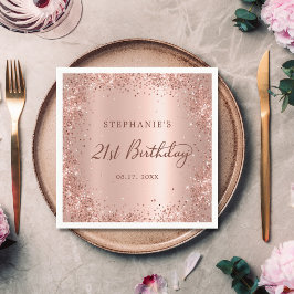 Ro guldfetter Glitter 21:a födelsedag, Monogram Pappersservett