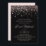 Ro guldfettkonfetti Dots Black B inte Mitzvah Inbjudningar<br><div class="desc">Inbjudan familj och vänner med anpassadet B'not Mitzvah-inbjudan. Den har faux rosa ros guld konetti-punkter och vismisk kalligrafi på svart bakgrund. Anpassa genom att lägga till din händelseinformation. Ro guld B'not Mitzvah finns inte i andra färg och andra kardbestånd.</div>