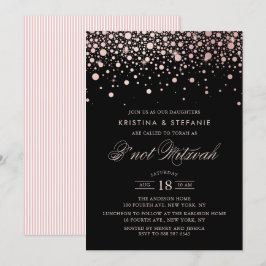 Ro guldfettkonfetti Dots Black B inte Mitzvah Inbjudningar