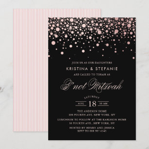 Ro guldfettkonfetti Dots Black B inte Mitzvah Inbjudningar