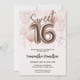 Ro guldfjällsvett 16 dagarsballonger Party Rosa Inbjudningar
