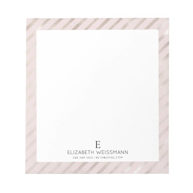 Ro guldfoil Glitter Monogram Anpassningsbar Girly Anteckningsblock (Framsida)