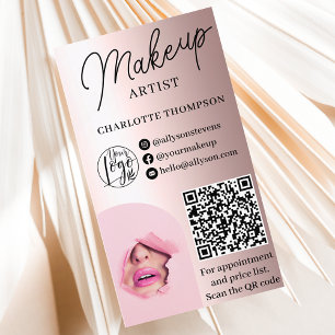 Ro Guldfolie, makeup-logotyp, Qr-kod 2 foton Visitkort
