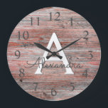 Ro guldolja och Rustic Wood Monogram Stor Klocka<br><div class="desc">Ro Guldbränna och Rustic Wood Monogram Namn och första serve Wall Clock. Wall Clock ger perfekten till någon som kärlek Rosa ros Gold Foil och Rustic Wood.</div>