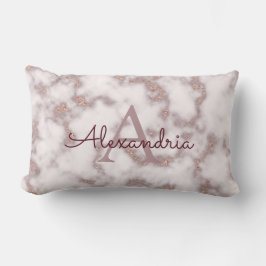 Ro Gulffabel Glitter i Rosa Marble Monogram Lumbarkudde