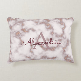 Ro Gulffabel Glitter i Rosa Marble Monogram Prydnadskudde