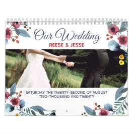 Ro, Gult och blå Blommigt vår Bröllop-kalender Kalender