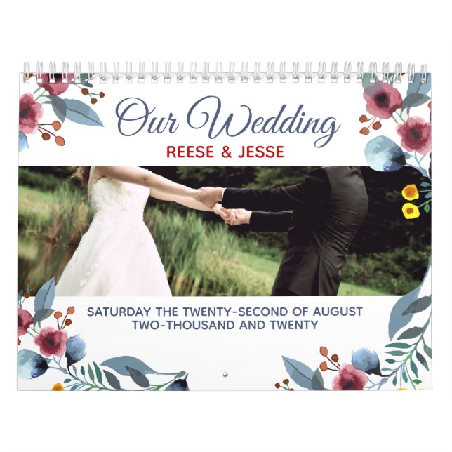 Ro, Gult och blå Blommigt vår Bröllop-kalender Kalender (Omslag)