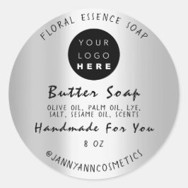 Ro handgjord Silver-Logotyp av Butter Soap Cosmeti Runt Klistermärke
