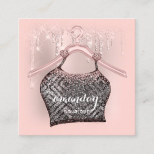 Ro Hanger Dress Mode Shop Glitter Drift Fyrkantigt Visitkort