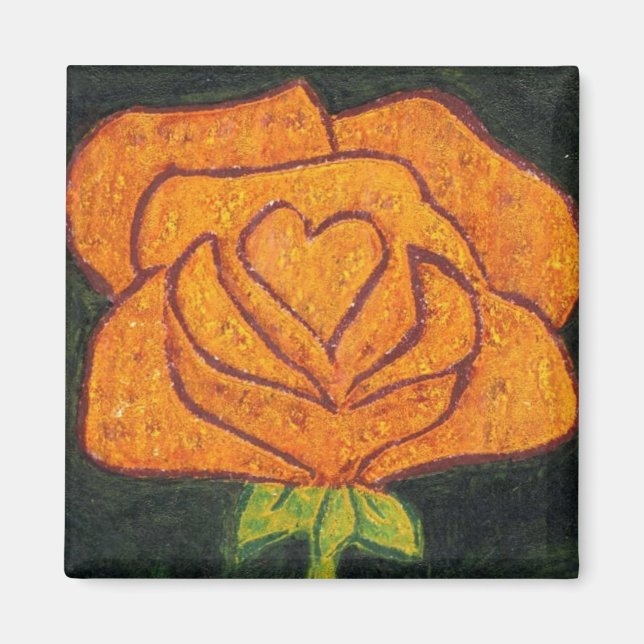 "Ro Heart #2" Blommigt Magnet (Framsidan)