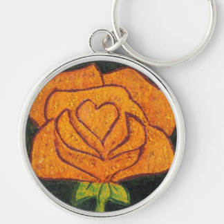 "Ro Heart #2"-Blommigtens nyckelkedja Rund Silverfärgad Nyckelring