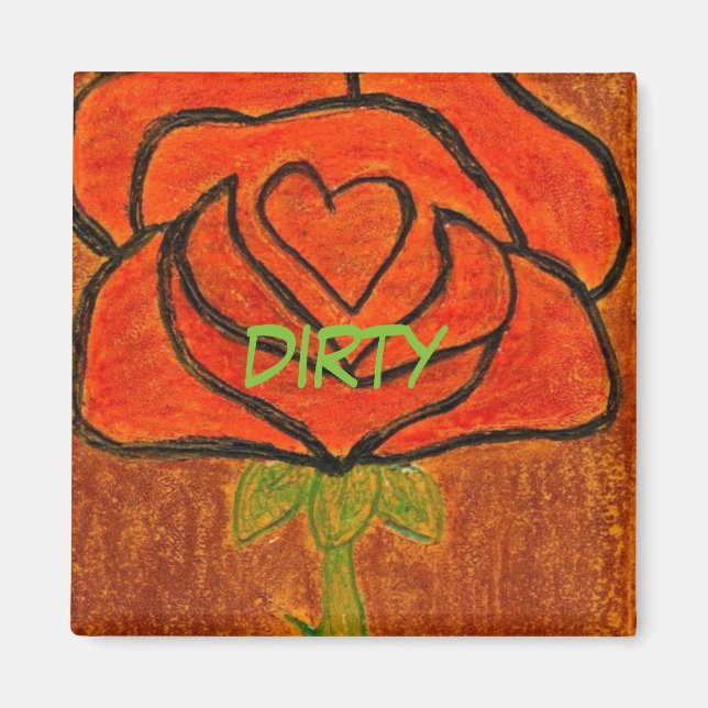 "Ro Heart #6" Dirty Dishwasher Status Magnet (Framsidan)