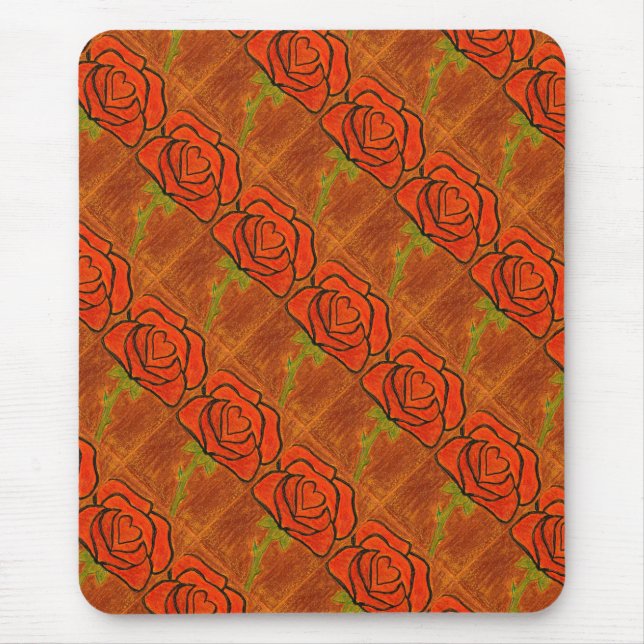"Ro Heart #6" Tilt Mönster Blommigt Mousepad Musmatta (Framsidan)
