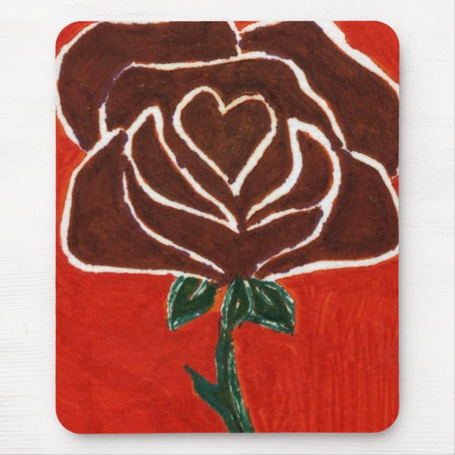 "Ro Heart #7" Blommigt Mousepad Musmatta (Framsidan)