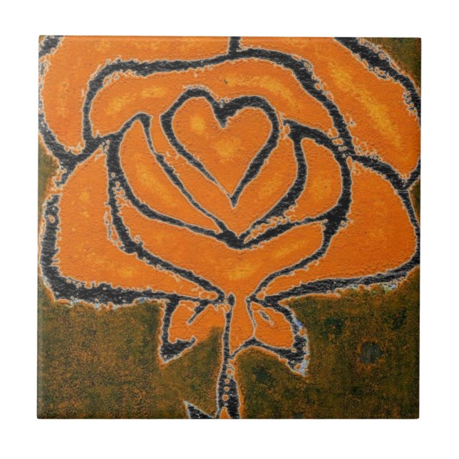 "Ro Heart #8 Black " Kitchen Garden Ceramic Tile Kakelplatta (Framsidan)