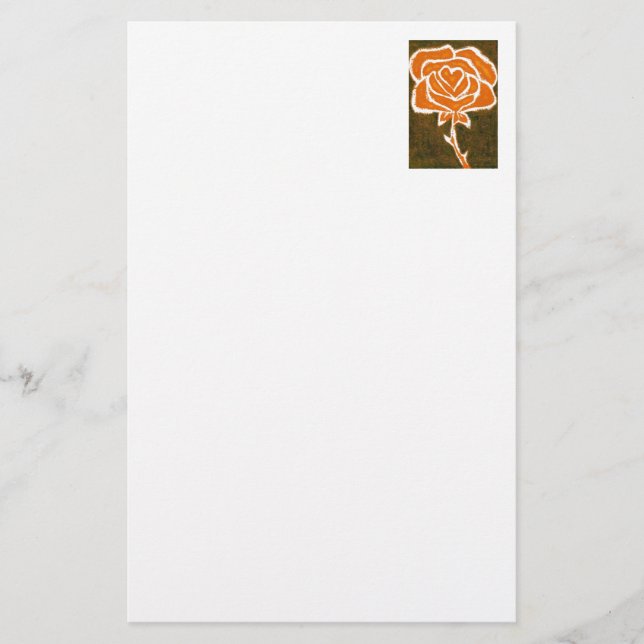 "Ro Heart #8" Blommigt Stationery Brevpapper (Framsida)